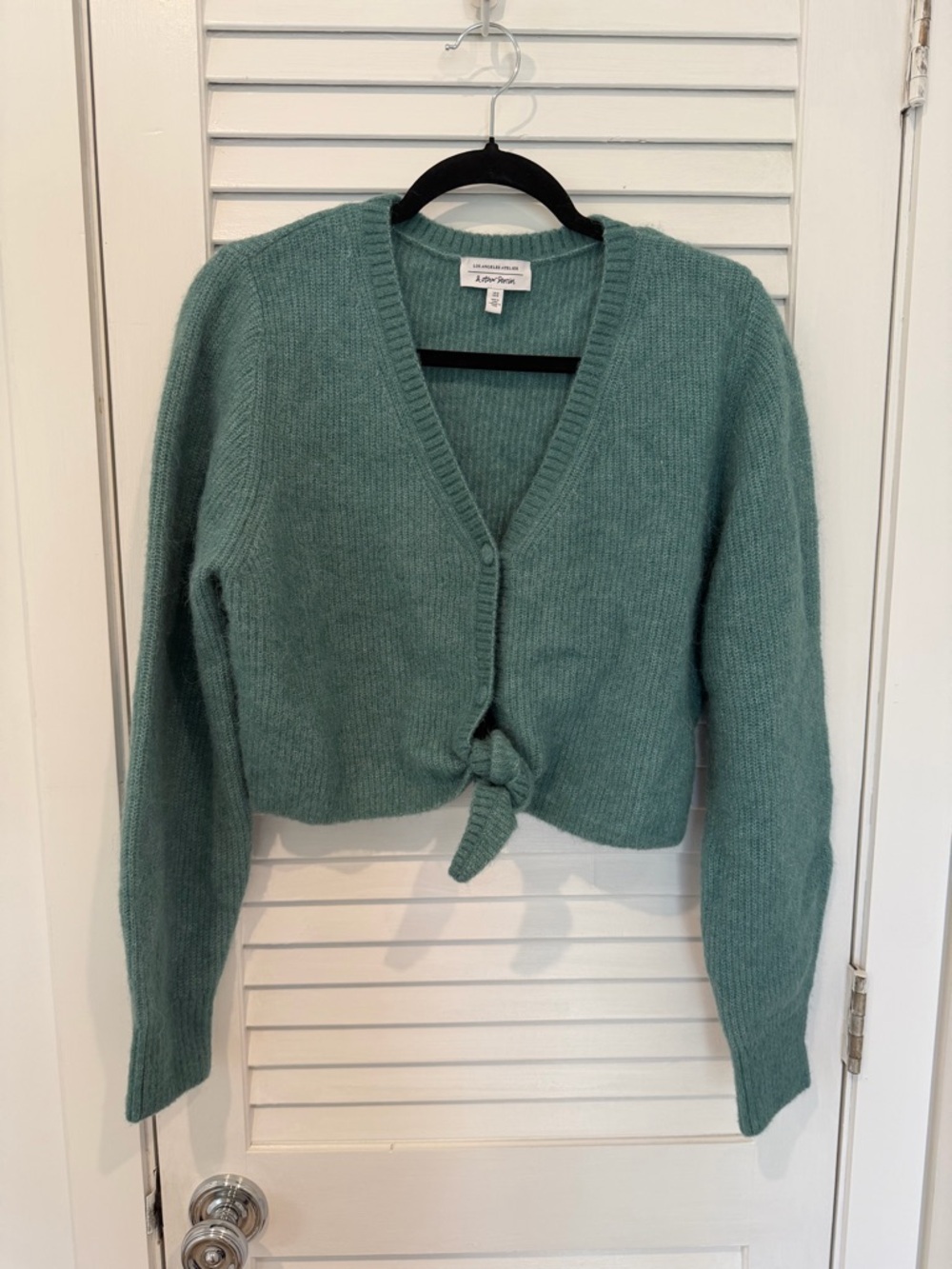 & Other Stories Teal Green Knit Tie-Front Cardigan